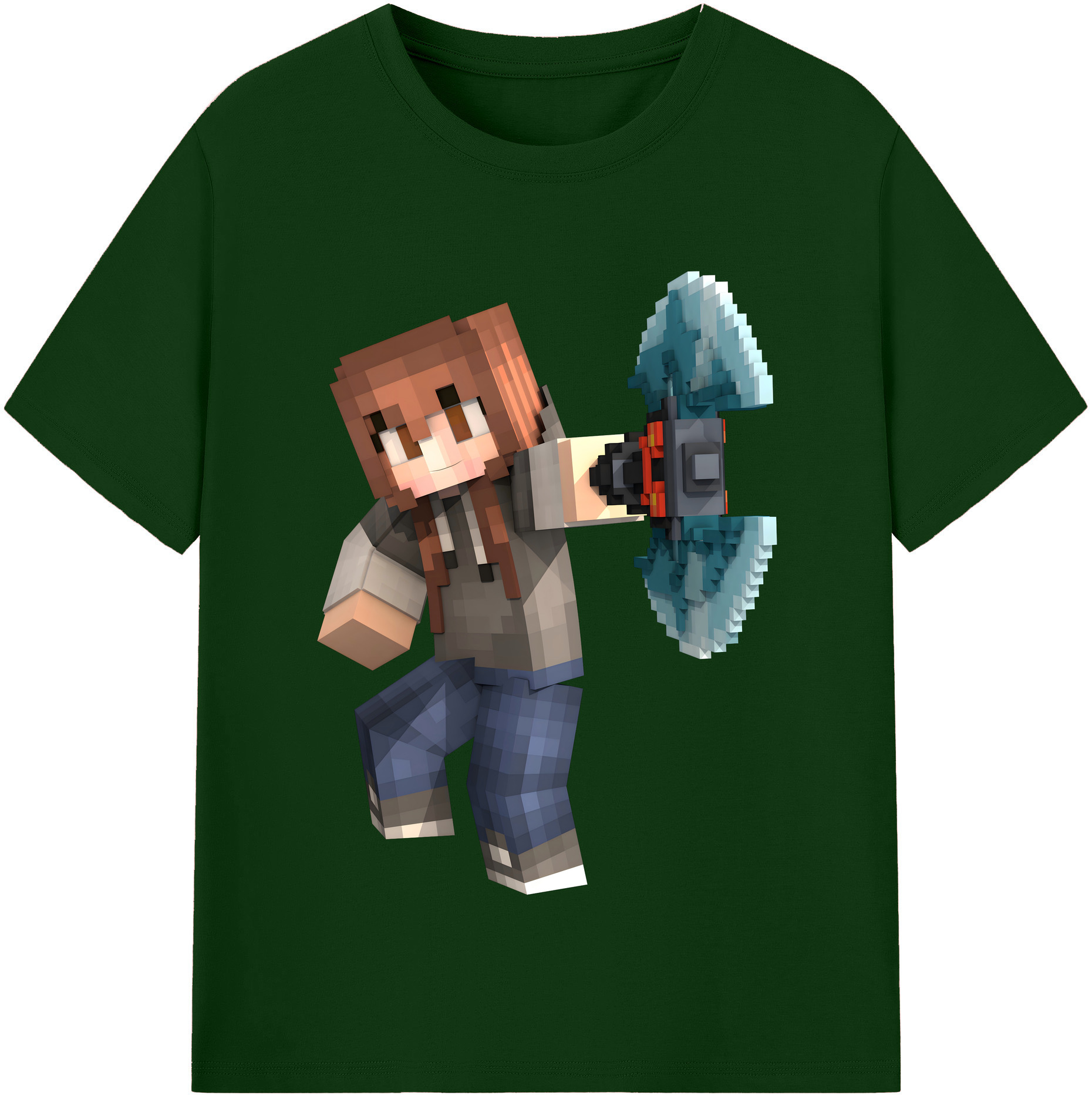 （画像用） マインクラフト ブロックの世界 Minecraft MC Block world 綿100％半袖Tシャツ（フロントプリント）